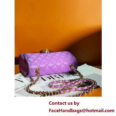 Chanel Gradient Lambskin  &  Gold-Tone Metal Small Classic Flap Handbag Light Purple 2025